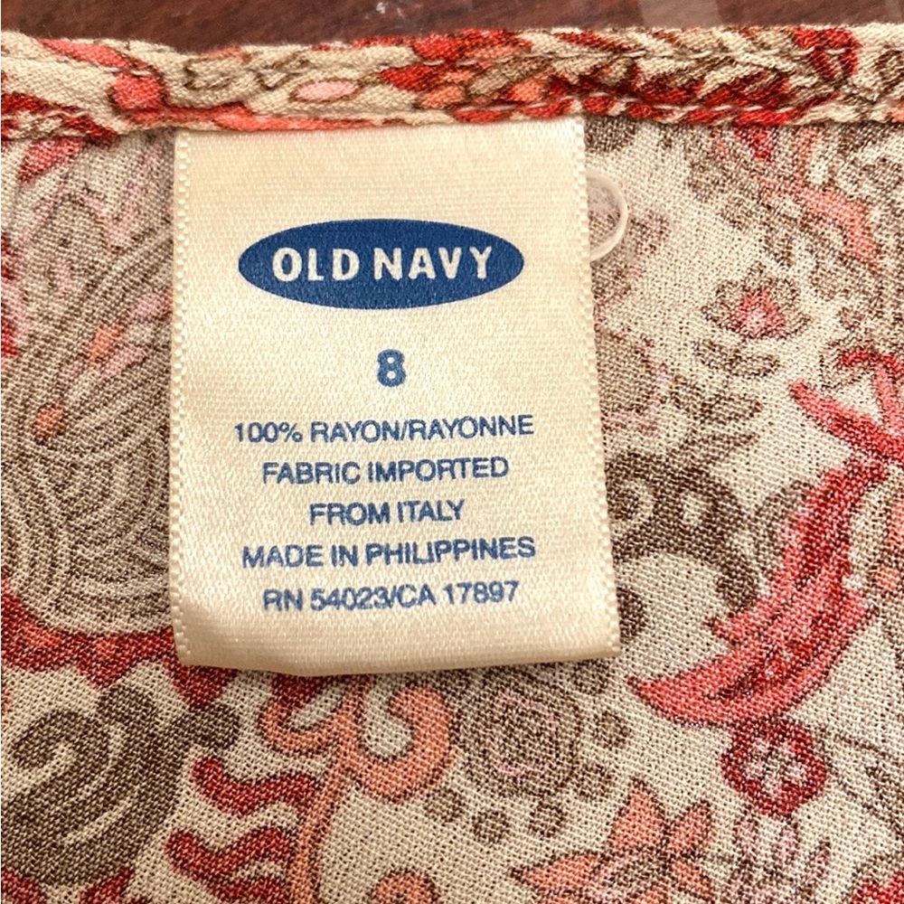 Old Navy Tan Red Paisley Floral Print Sweetheart Neck Sleeveless Maxi Dress SZ 8 - Picture 9 of 12